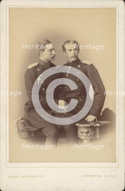 Portrait of German Emperor Wilhelm II (1859-1941), King of Prussia, with his brother Prince Henry of Creator: Hanfstaengl, Hanns (Johann) (1820-1885).