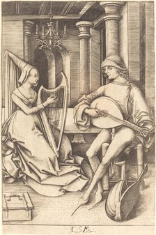 The Lute Player and the Harpist, c. 1495/1503. Creator: Israhel van Meckenem.