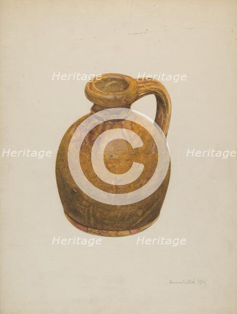Yellow Stoneware Jug, 1941. Creator: Herman O. Stroh.