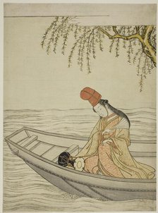Shirabyoshi Dancer in Asazuma boat, c. 1766. Creator: Suzuki Harunobu.