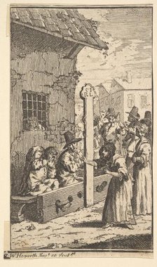 Hudibras in Tribulation (Seventeen Small Illustrations for Samuel Butler's Hudibras, no..., 1721-26. Creator: William Hogarth.
