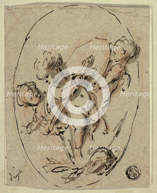 Putti with Shield and Sword, n.d. Creator: Jacob de Wit.