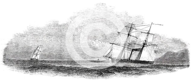 H.M. Steamer "Rifleman", in Chase of a Brazilian Slaver, 1850. Creator: Unknown.