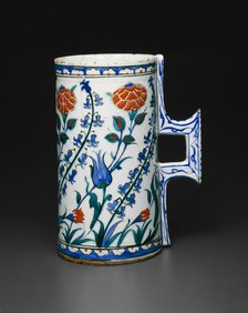 Tankard (Hanap) with Tulips, Hyacinths, Roses, and Carnations, Ottoman dynasty, late 16th century. Creator: Unknown.