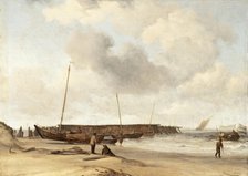 Beach with a Weyschuit Pulled up on Shore, c1673. Creator: Willem van de Velde the Younger.
