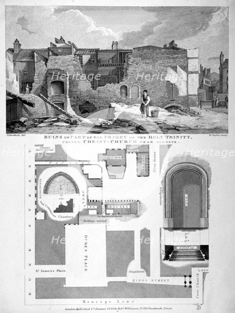 Priory of Holy Trinity, Duke's Place, City of London, 1825.             Artist: William Taylor