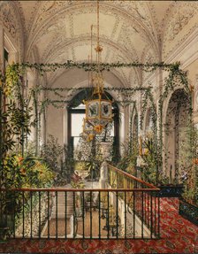Interiors of the Winter Palace. The Small Winter Garden in the Apartments of Alexandra Fyodorovna, 1870s. Artist: Ukhtomsky, Konstantin Andreyevich (1818-1881)