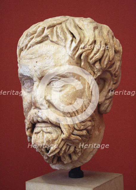 Head of Pyrrho of Elis (Roman copy from a Greek Original), .