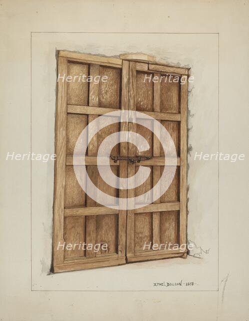 Sacristy Door at Mission San Juan Bautista, 1938. Creator: Ethel Dougan.