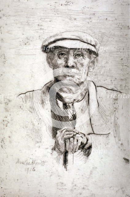 'Old Man in a Flat Cap', 1916.                                           Artist: Anna Lea Merritt