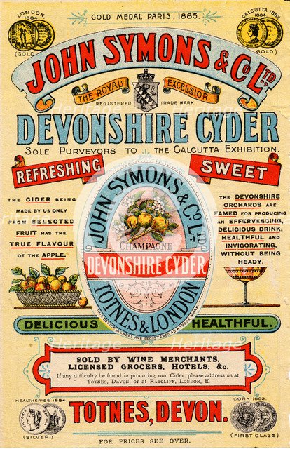 John Symons & Co Devonshire Cyder, 19th century. Artist: Unknown