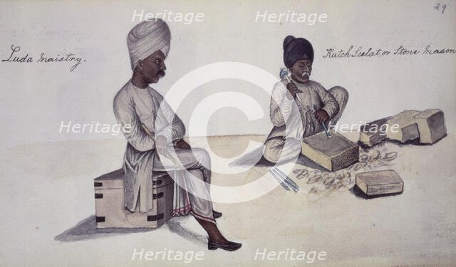 Carpenter and stone-mason, 1856.  Creator: Cutch Bhuj.