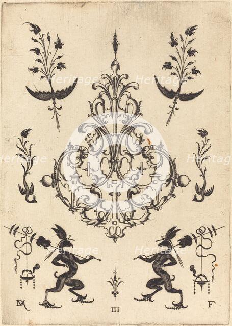 Brooch with Sprigs at Top and Griffins with Trophies at Bottom, 1596. Creator: Daniel Mignot.