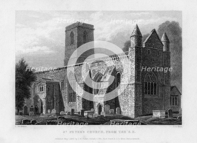 St Peter's Church, from the south-east, Oxford, 1833.Artist: John Le Keux