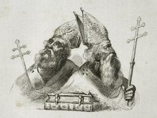 St Vrtanes patriarch and St Narses Claiensis, Armenian Apostolic Church, 1838.  Creators: Hippolyte Lalaisse, Langlois.