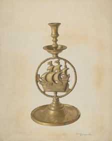 Brass Candlestick, c. 1940. Creator: Carl Buergerniss.