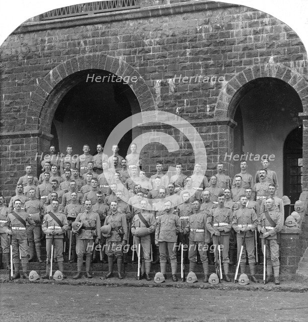 'H' Company, Royal Warwickshire Regiment, Belgaum, India, 1900s. Creator: Underwood & Underwood.