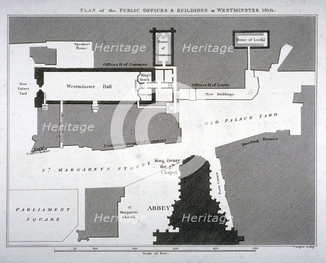 Plan of the public offices and buildings at Westminster, London, 1810.                               Artist: Anon