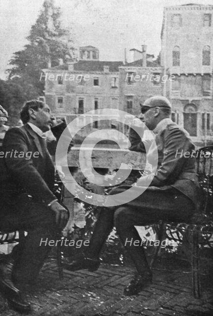 'Barres et d'Annunzio; Maurice Barres et Gabriele d'Annunzio a Venise, 18 mai. M.Maurice..., c1916. Creator: Unknown.