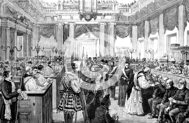 Maundy Thursday Royal Gifts at the Chapel Royal, Whitehall, 1890. Creator: Unknown.