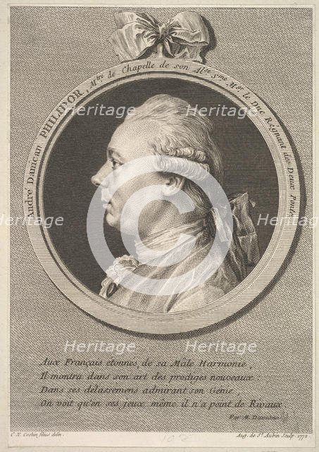 Portrait of André Danican Philidor, 1772. Creator: Augustin de Saint-Aubin.