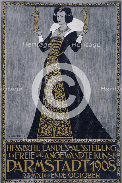 Poster of the Hessen State Exhibition of Free and practical Art, held in Darmstadt 1908.