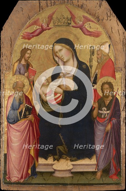 Madonna and Child with Saints John the Evangelist, John the Baptist, James of Compostela and Nicholas of Bari, ca 1390. Artist: Gaddi, Agnolo (1350-1396)