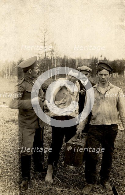 Comic scene "Arrest", 1913-1914. Creator: S. Ia. Mamontov.