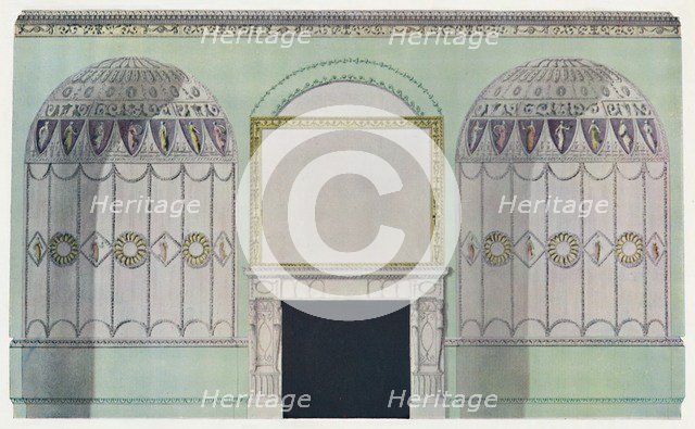 'Chimney-piece planked by alcoves; interior composition', c18th century. Artist: James Wyatt.