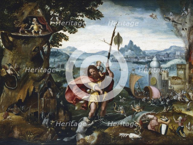 'St Christopher Crossing the River', 1506-c1527. Artist: Jan de Cock