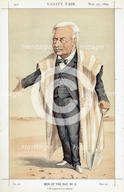 Ferdinand de Lesseps, French diplomat and entrepreneur, 1869. Artist: Unknown