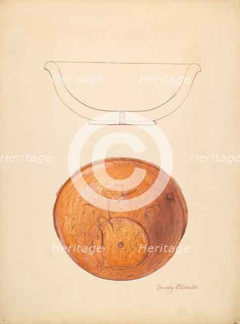 Walnut Burl Bowl, c. 1936. Creator: Beverly Chichester.