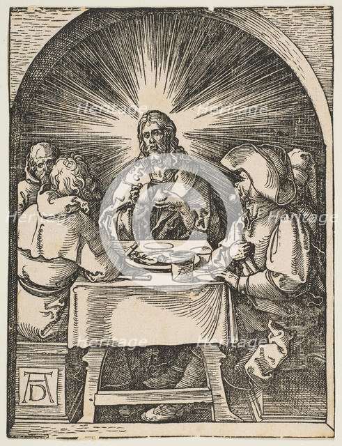 Christ in Emmaus, from The Small Passion, ca. 1510. Creator: Albrecht Durer.