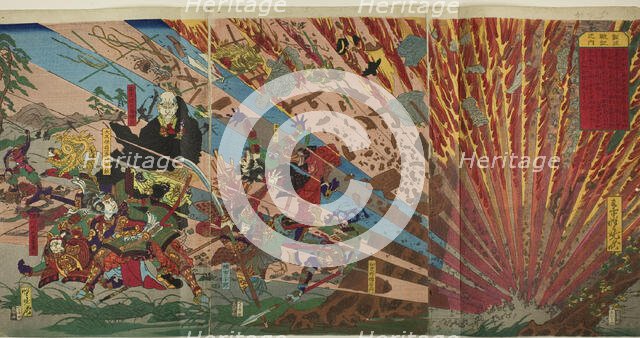 Battle of Nanba (Nanba senki no uchi), Japan, after 1871. Creator: Kawanabe Kyosai.