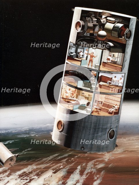 A futuristic view of living in space, c1970s.Artist: NASA