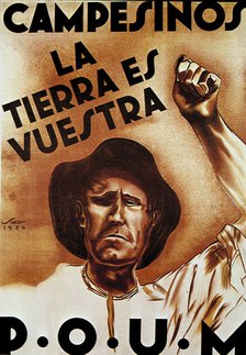 Spanish Civil War (1936-1939), poster 'Campesinos, la tierra es nuestra' (Farmers, land is ours) …