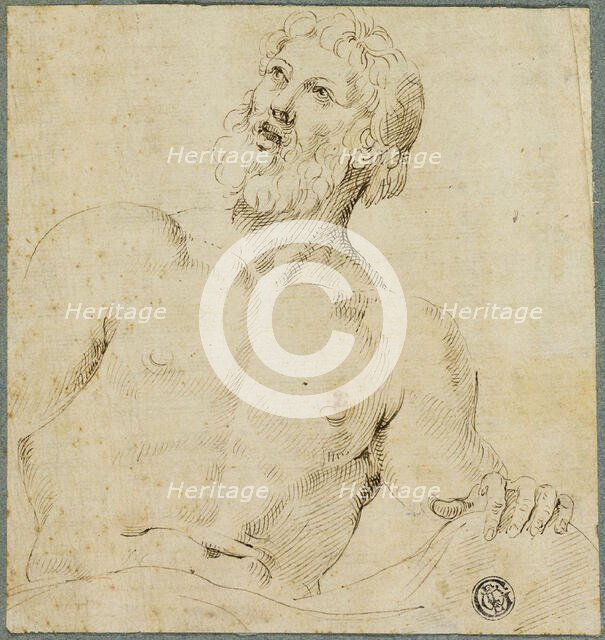 Half-length Sketch of Bearded Man (Jupiter?), 1540/60. Creator: Unknown.