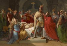 Kriemhild at Siegfried's body declares Hagen as his murderer and swears revenge, 1835. Creator: Rahl, Carl (1812-1865).