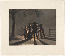 Children clustered around a Saint Martin's bonfire, 1805-1808. Creator: Christiaan Andriessen.