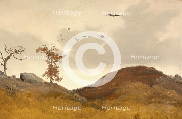Landscape with Crows, c1830. Creator: Karl Friedrich Lessing.