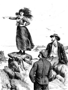 Armorel climbed lightly up the carn and stood upon the highest boulder!, 1890. Creator: R. Taylor.