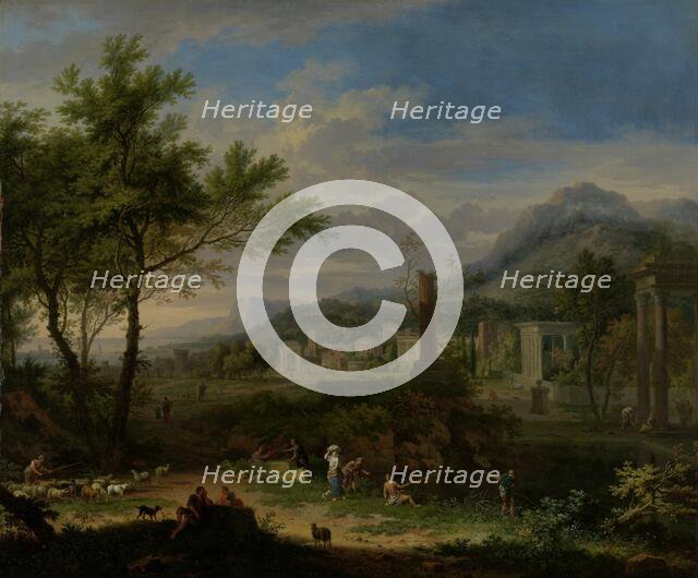 Arcadian Landscape with Fishermen, c.1700-c.1749. Creator: Jan van Huysum.