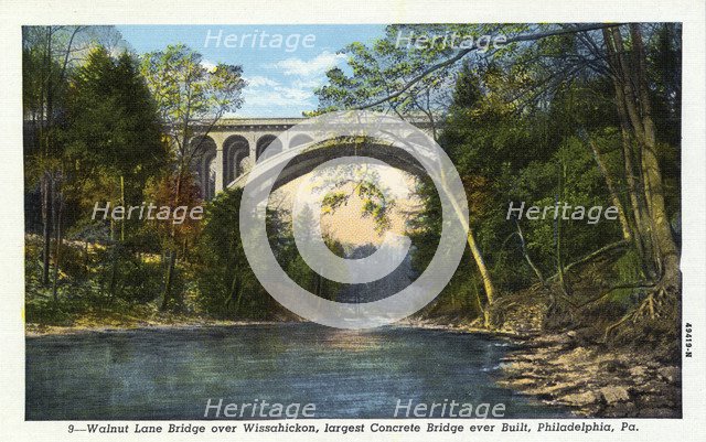 Walnut Lane Bridge over Wissahickon Creek, Philadelphia, Pennsylvania, USA, 1914. Artist: Unknown