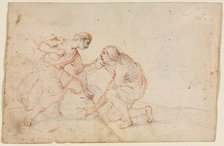 Two Men Tying a Bundle, 1600s. Creator: Anonymous.