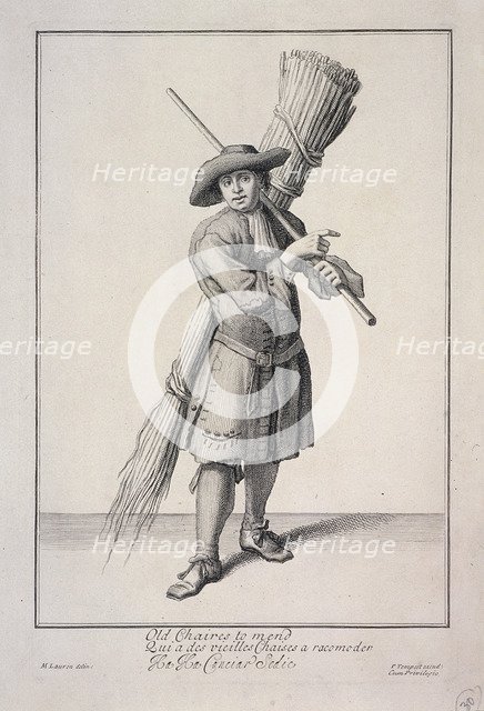 'Old Chaires to mend', Cries of London, (1688?). Artist: Anon