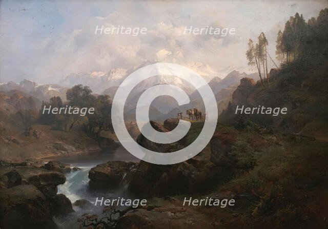 Mountain landscape with the Wiesbachhorn, 1848. Creator: Anton Hansch.