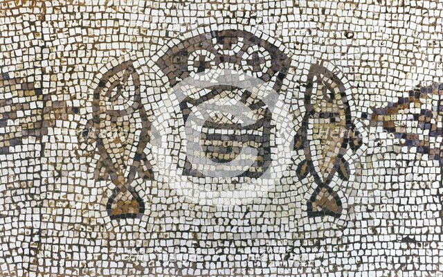 Floor mosaic, Church of the Multiplication, Tabgha, Galilee, Israel, 5th century (2008). Creator: Unknown.