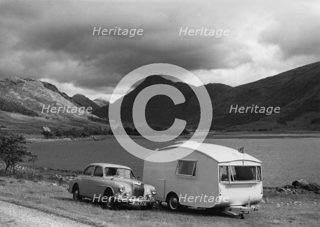 1955 MG ZA Magnette with 1954 Pipit Caravan. Creator: Unknown.