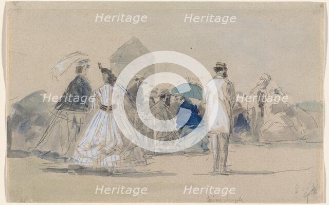 Crinolines on the Beach, c. 1865. Creator: Eugene Louis Boudin.