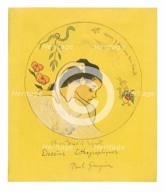 Projet d’assiette (Leda) (Design for a Plate [Leda]), frontispiece from the Volpini Suite, 1889. Creator: Paul Gauguin.